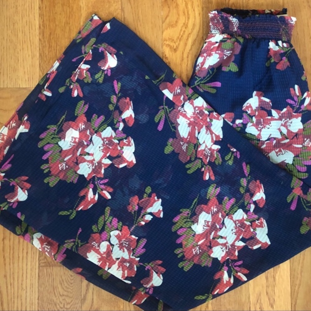 Anthropologie Navy Wide Leg Palazzo Pants